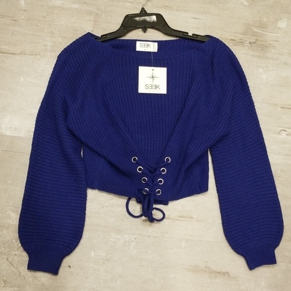 💕LF SEEK THE LABEL💕 Chunky Corset LaceUp Sweater Small S NWT - Picture 5 of 10